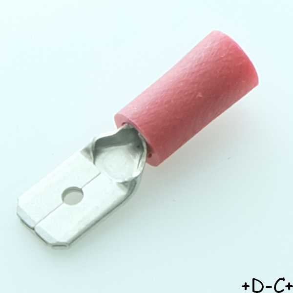 Cosse plate mâle 6.3x0.8mm a  sertir rouge RND - Distri-Compo