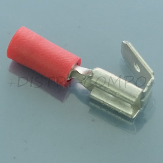 Cosse piggyback 6.3x0.8mm a  sertir femelle + clips de reprise rouge