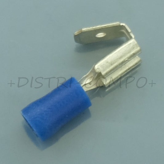 Cosse piggyback 6.3x0.8mm a  sertir femelle + clips de reprise bleue