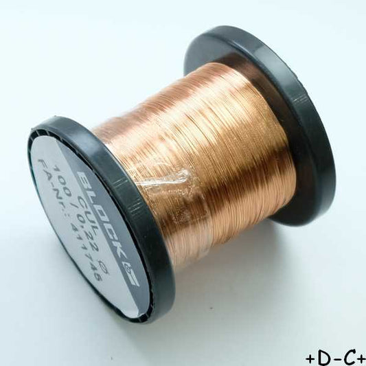 Fil de cuivre laqué en bobine 0.63mm 100g 1A 155°C - Longeur 28m