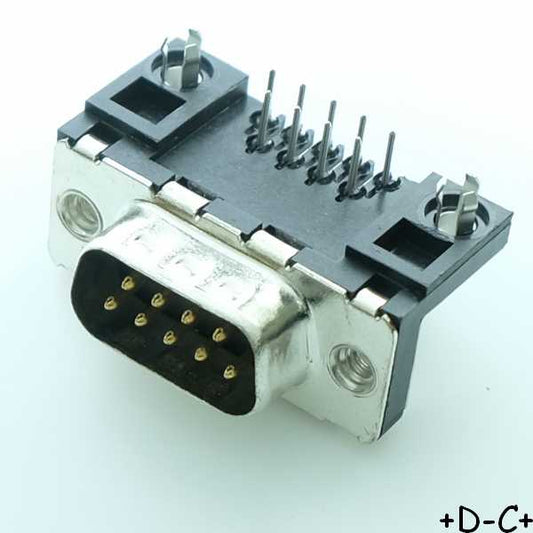 Connecteur D-SUB 9 broches mâle coudé UE D09P13A6GX00LF Amphenol