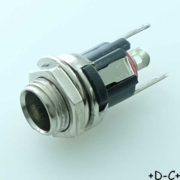 Embase Jack D.C. femelle 12V 3A 2.1x5.6mm métal