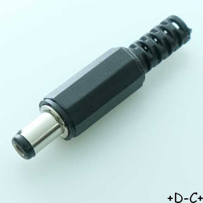 Fiche jack alimentation DC male plastique 2.1x5.5mm 9mm