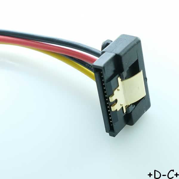 Cordon Molex 4 broches mâle SATA coude 15 broches femelle 15cm 60121 Delock