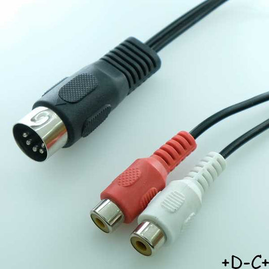 Cordon DIN 5 broches mâle vers 2 RCA femelle 15cm