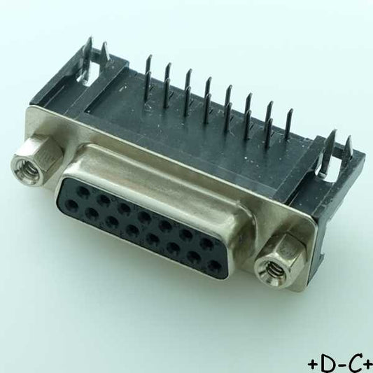 Connecteur D-SUB 15 broches coudé femelle norme EURO 9.4mm
