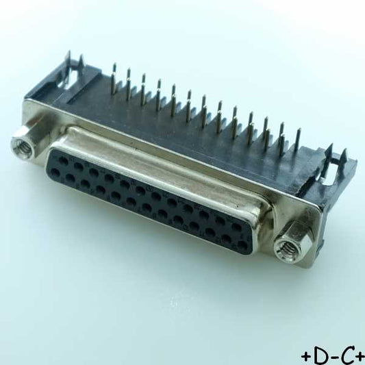 Connecteur D-SUB 25 broches coudé femelle norme EURO 9.4mm