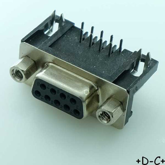 Connecteur D-SUB 9 broches coudé femelle norme EURO 9.4mm