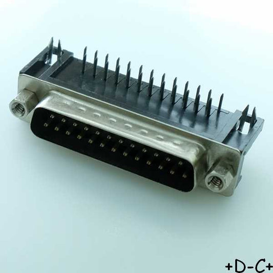 Connecteur D-SUB 25 broches coudé mâle norme EURO 9.4mm