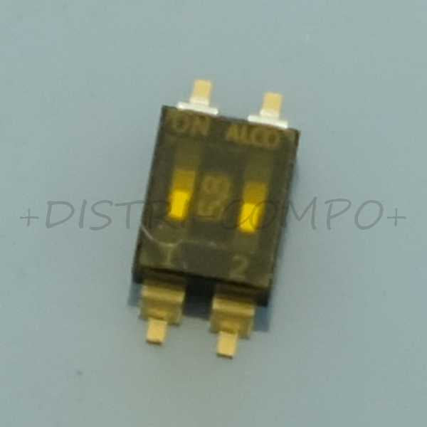 Commutateur 2 position DIP OFF ON SPST 25mA 24VDC SMD EDS02SGRSTU04Q TE - Distri-Compo