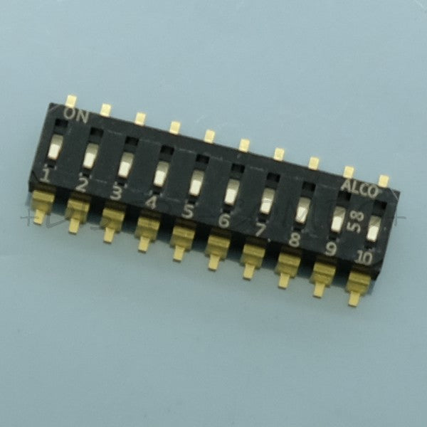 Dipswtich 10 positions SMD SPST 24V 25mA EDS10SGRNTU04Q TE - Distri-Compo
