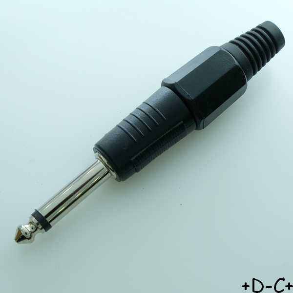Fiche Jack 6.35mm mono mâle métal noire