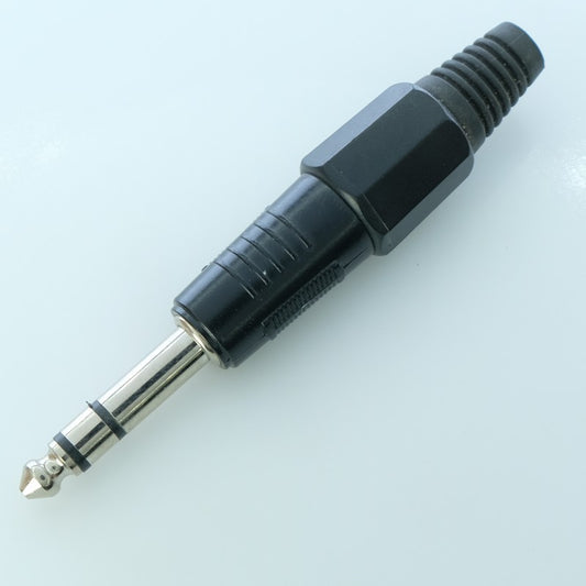 Fiche Jack 6.35mm stéréo mâle métal noire