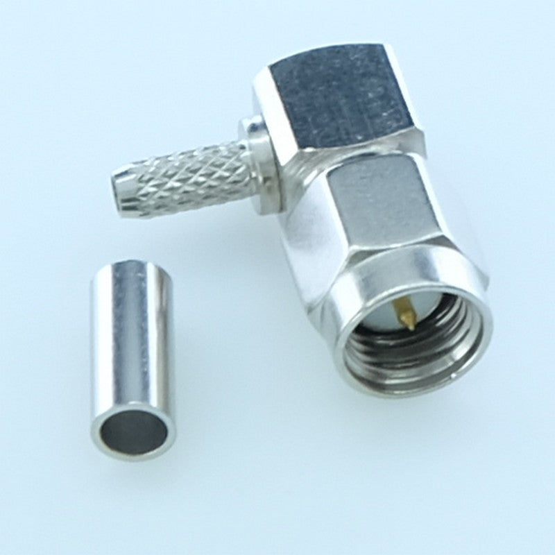 Fiche SMA mâle coudée à sertir pour câble RG174/RG316 50ohm