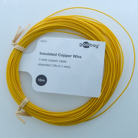 Fil de cuivre tressé isolé 1x0.14mm² 10m jaune - Distri-Compo