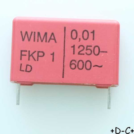 Condensateur impulsion FKP1 10nF 1250VDC 600VAC 7x16.5x26.5mm pas22.5 5% Wima