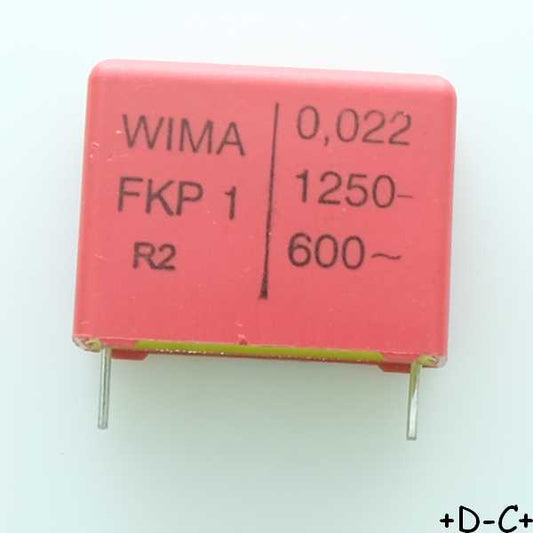 Condensateur impulsion FKP1 22nF 1250VDC 600VAC 10.5x20.5x26.5mm pas22 5% Wima