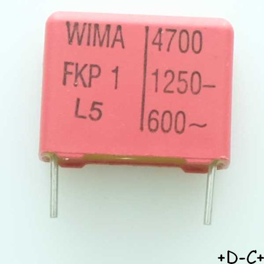Condensateur impulsion FKP1 4.7nF 1250VDC 600VAC 7x14x18mm pas15 5% Wima