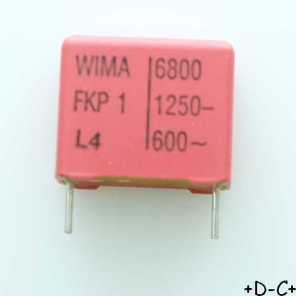 Condensateur impulsion FKP1 6.8nF 1250VDC 600VAC 8x15x18mm pas15 5% Wima