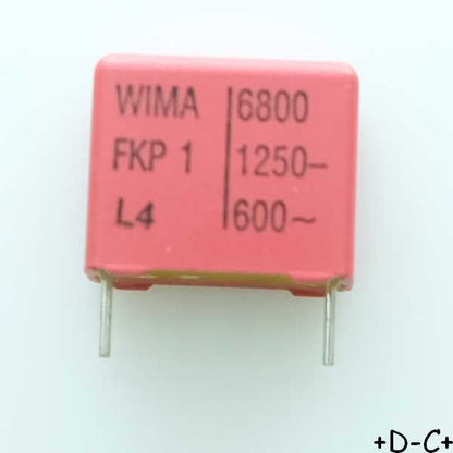 Condensateur impulsion FKP1 6.8nF 1250VDC 600VAC 8x15x18mm pas15 5% Wima