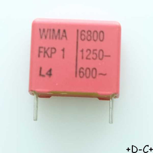 Condensateur impulsion FKP1 6.8nF 1250VDC 600VAC 8x15x18mm pas15 5% Wima