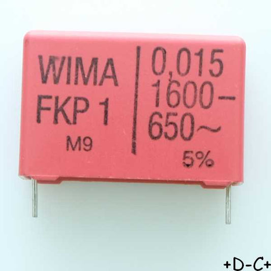 Condensateur impulsion FKP1 15nF 1600VDC 650VAC 11x21x31.5mm pas27.5 5% Wima