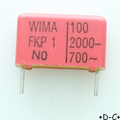 Condensateur impulsion FKP1 100pF 2000VDC 700VAC 5x11x18mm pas15 5% Wima