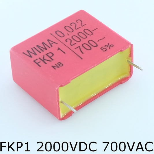 Condensateur impulsion FKP1 22nF 2000VDC 700VAC 15x26x31.5mm pas27.5 5% Wima - Distri-Compo