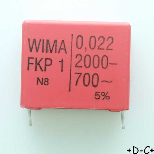 Condensateur impulsion FKP1 22nF 2000VDC 700VAC 15x26x31.5mm pas27.5 5% Wima