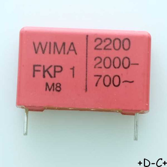 Condensateur impulsion FKP1 2.2nF 2000VDC 700VAC 7x16.5x26.5mm pas22.5 5% Wima