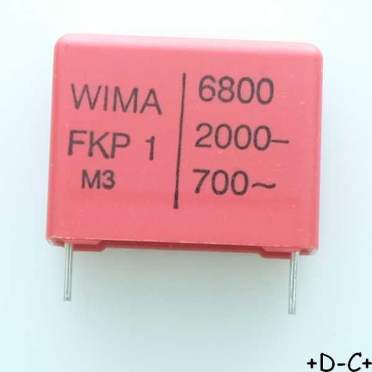 Condensateur impulsion FKP1 6.8nF 2000VDC 700VAC 10.5x20.5x26.5mm pas22 5% Wima