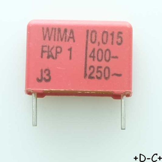 Condensateur impulsion FKP1 15nF 400VDC 250VAC 6x12.5x18mm pas15 10% Wima