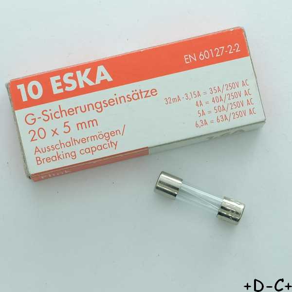 Fusible 16A verre rapide 5x20mm 250V Eska (boite de 10)