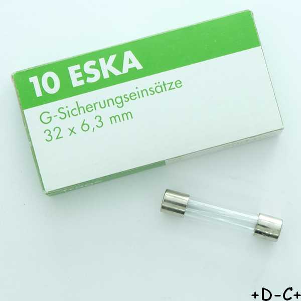 Fusible 500mA temporisé 6.3x32mm verre 250V Eska (boite de 10)