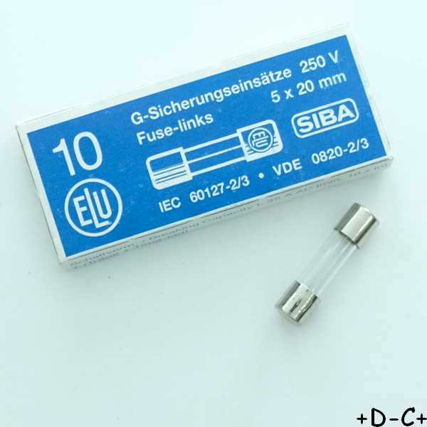 Fusible 200mA temporisé 5x20mm verre 250V Siba (vrac de 10)
