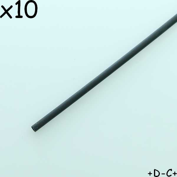 Gaine thermorétractable 1.6mm noire 2:1 polyoléfine 10cm 600V 125° (lot de 10) - Distri-Compo