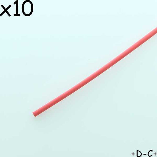 Gaine thermorétractable 1.6mm rouge 2:1 polyoléfine 10cm 600V 125° (lot de 10)