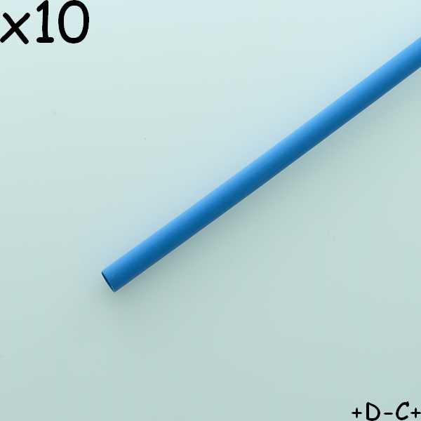 Gaine thermorétractable 3.2mm bleu 2:1 polyoléfine 10cm 600V 125° (lot de 10) - Distri-Compo