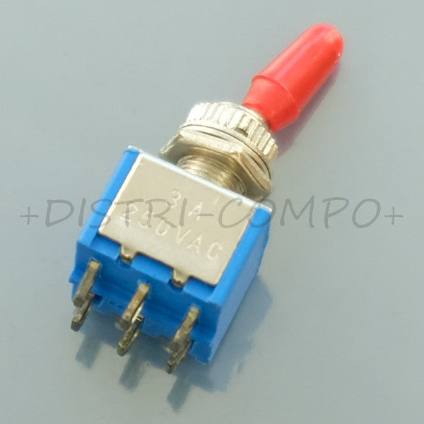 Commutateur à levier 2x ON-ON DPDT 3A 250V cosses 12.2x11.7x35 Goobay 10021