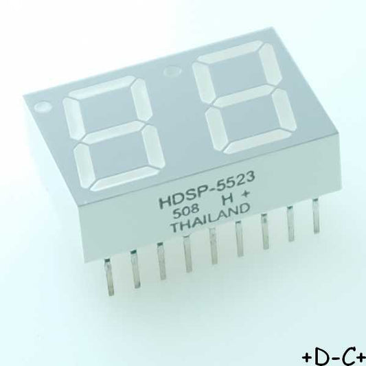 HDSP-5523 Afficheur 7 segments double rouge 20mA 2.1V
