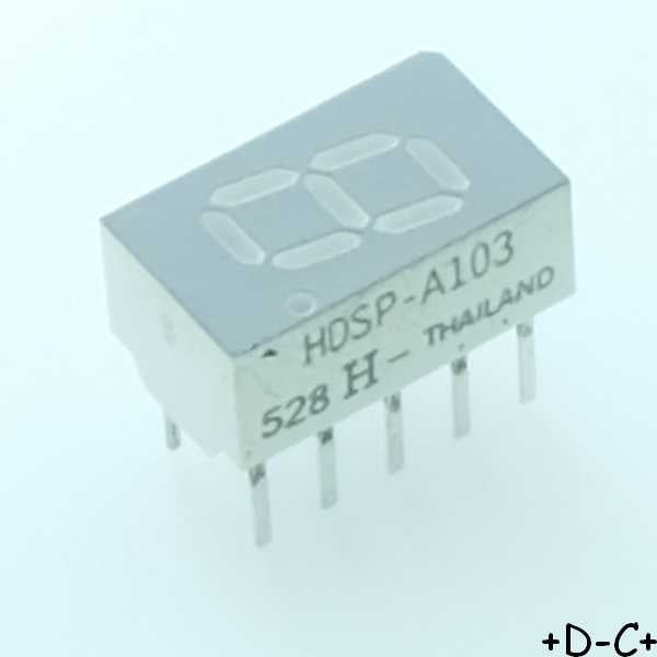 HDSP-A103 Afficheur 7 segments rouge 20mA 1.8V 7.6mm - Distri-Compo