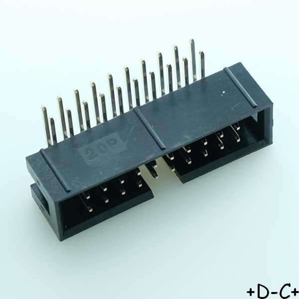 Connecteur HE10 20 points mâle coudé 2.54mm - Distri-Compo