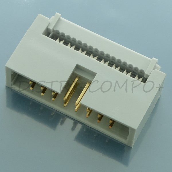 Connecteur HE10 16 points mâle à sertir câble plat 2.54mm - Distri-Compo