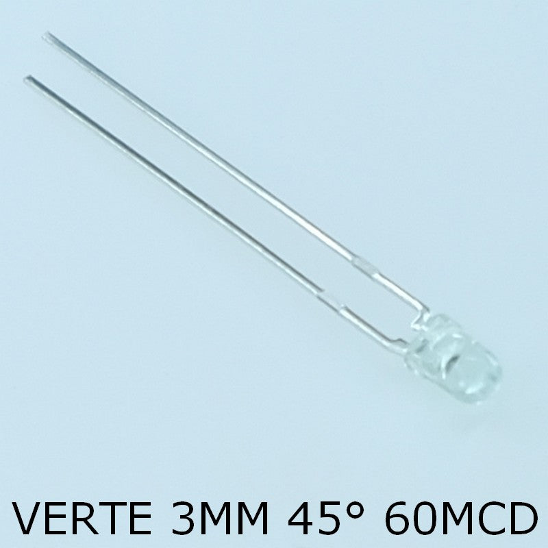 HLMP1540 Led transparente 3mm verte 565nm 45° 60mcd Everlight