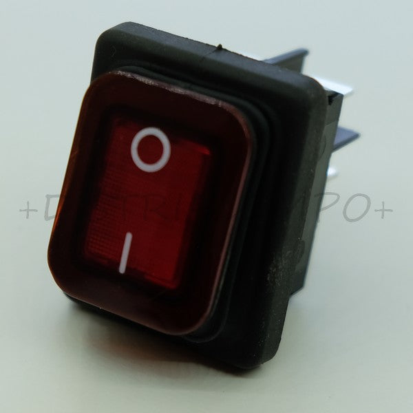Interrupteur rectangulaire IP65 bipolaire 30.6x22mm ON OFF rouge - Distri-Compo