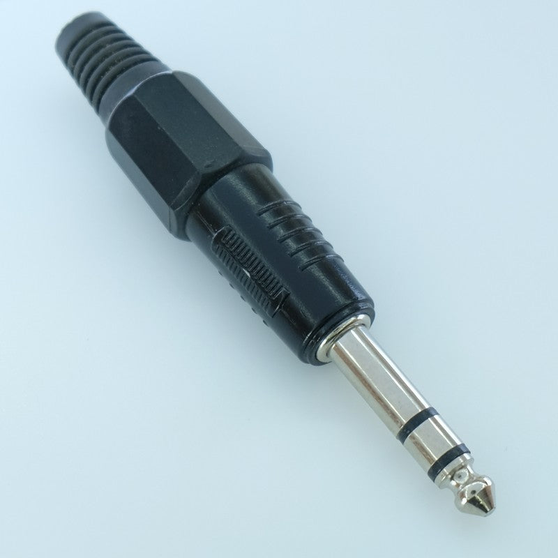 Fiche Jack 6.35mm stéréo mâle métal noire