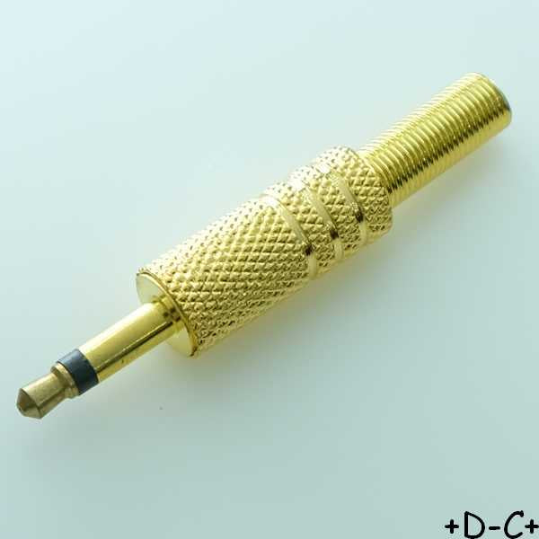 Fiche Jack 3.5mm mono mâle dorée a souder