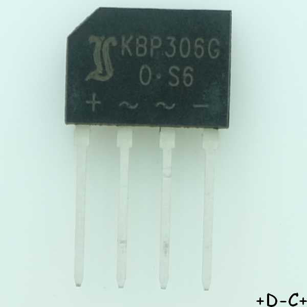 KBP306G Pont redresseur 600V 3A 4-Pin Diotec - Distri-Compo