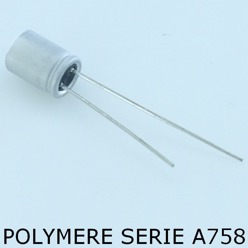Condensateur 22µF 25V polymère 0.05ohm 6.3x8mm pas2.5 105° A758 Kemet
