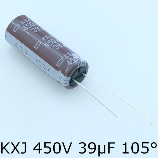 Condensateur 39µF 450V Aluminium Lytic 12.5x35mm pas5 KXJ Chemi-con